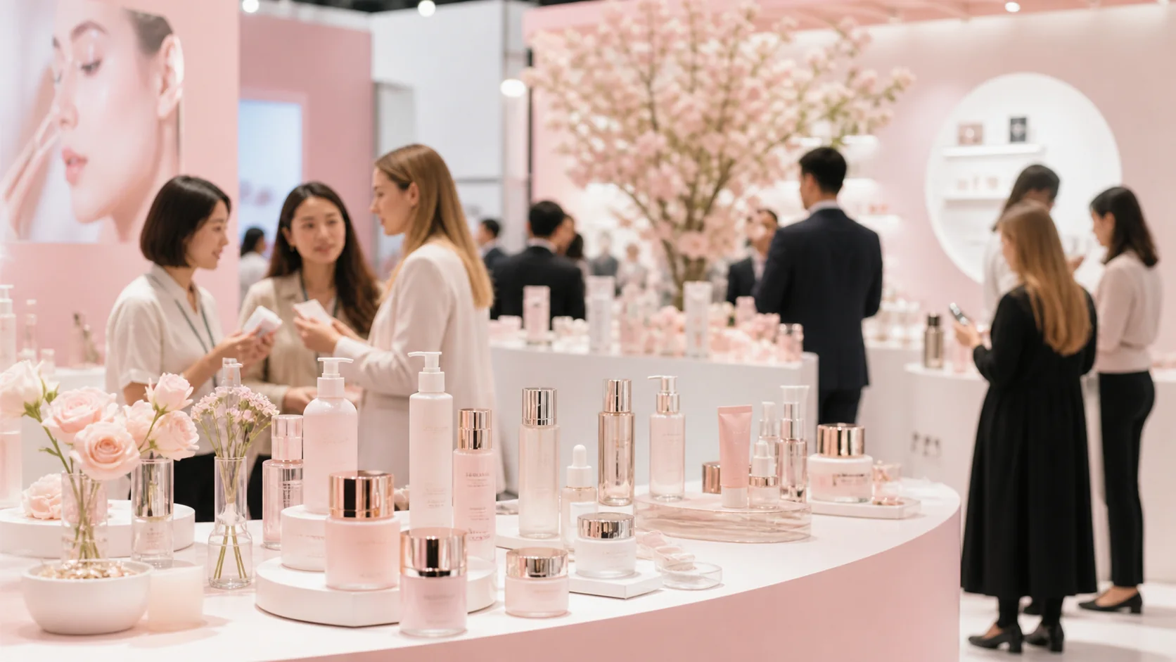 Cosmetics exhibition booth moment