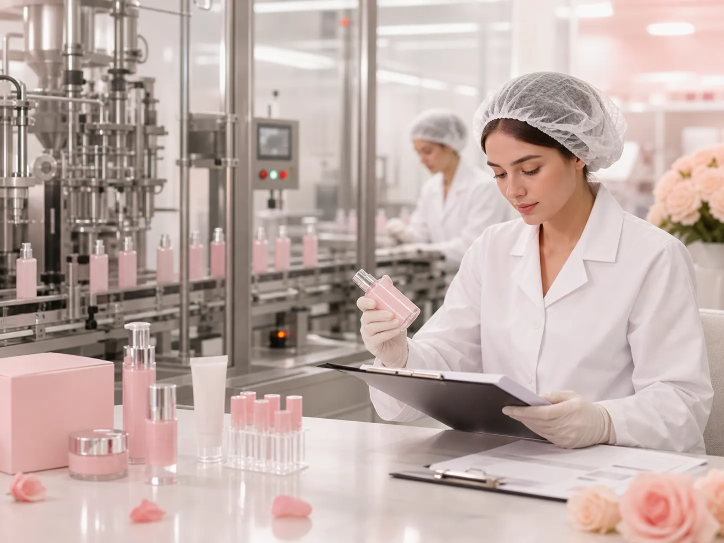 Soft cosmetic production and quality control scene for international OEM ODM orders